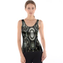 Fractal Beige Blue Abstract Tank Top