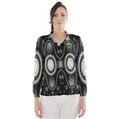 Fractal Beige Blue Abstract Wind Breaker (women) by Nexatart