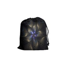 Fractal Blue Abstract Fractal Art Drawstring Pouches (small)  by Nexatart