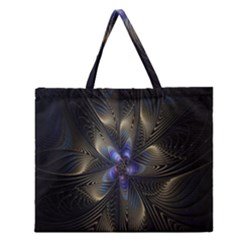 Fractal Blue Abstract Fractal Art Zipper Large Tote Bag by Nexatart