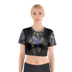 Fractal Blue Abstract Fractal Art Cotton Crop Top