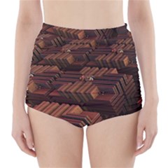 Fractal 3d Render Futuristic High-waisted Bikini Bottoms