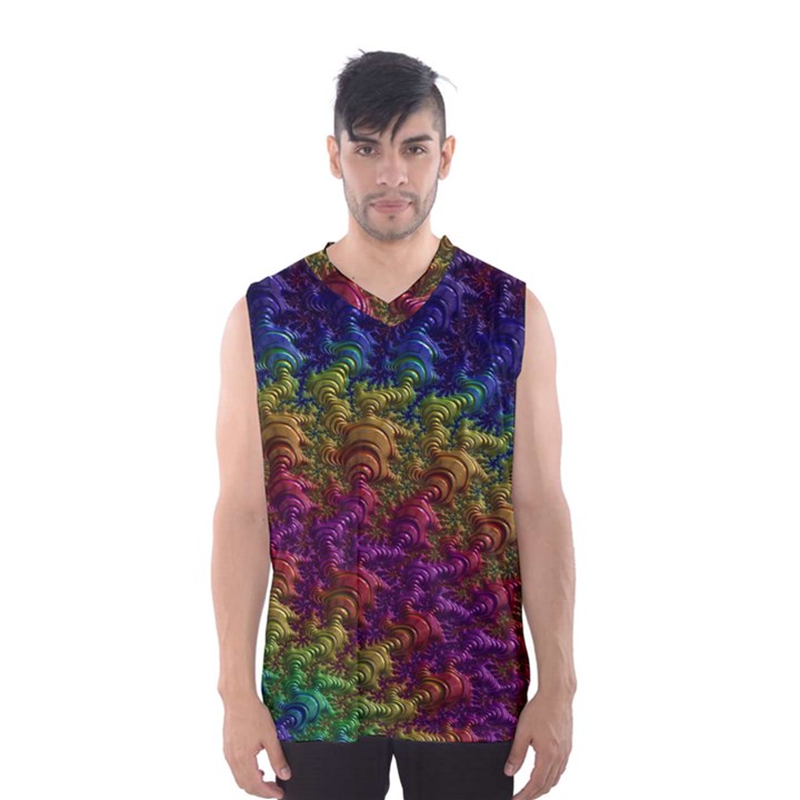 Fractal Art Design Colorful Men s Basketball Tank Top