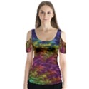 Fractal Art Design Colorful Butterfly Sleeve Cutout Tee  View1