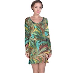 Fractal Artwork Pattern Digital Long Sleeve Nightdress by Nexatart