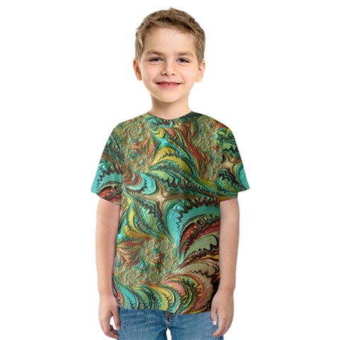 Fractal Artwork Pattern Digital Kids  Sport Mesh Tee by Nexatart