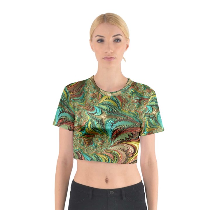 Fractal Artwork Pattern Digital Cotton Crop Top