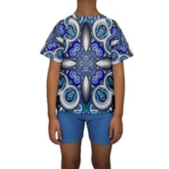 Fractal Cathedral Pattern Mosaic Kids  Short Sleeve Swimwear by Nexatart