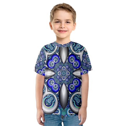 Fractal Cathedral Pattern Mosaic Kids  Sport Mesh Tee by Nexatart