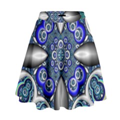 Fractal Cathedral Pattern Mosaic High Waist Skirt