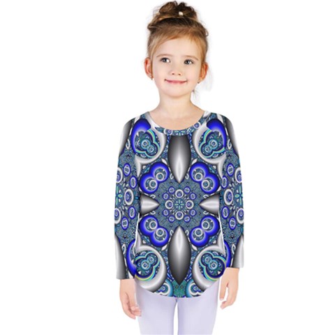 Fractal Cathedral Pattern Mosaic Kids  Long Sleeve Tee by Nexatart