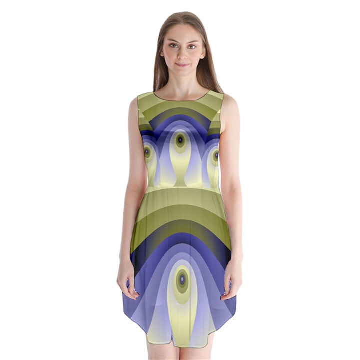 Fractal Eye Fantasy Digital Sleeveless Chiffon Dress  