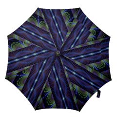 Fractal Blue Lines Colorful Hook Handle Umbrellas (large) by Nexatart