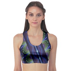 Fractal Blue Lines Colorful Sports Bra