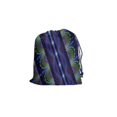 Fractal Blue Lines Colorful Drawstring Pouches (small)  by Nexatart