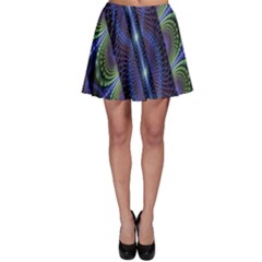 Fractal Blue Lines Colorful Skater Skirt