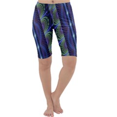 Fractal Blue Lines Colorful Cropped Leggings 