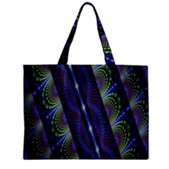 Fractal Blue Lines Colorful Zipper Mini Tote Bag