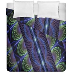 Fractal Blue Lines Colorful Duvet Cover Double Side (california King Size)