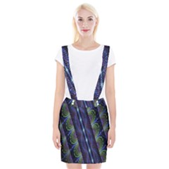 Fractal Blue Lines Colorful Suspender Skirt