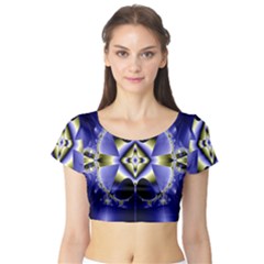 Fractal Fantasy Blue Beauty Short Sleeve Crop Top (tight Fit) by Nexatart