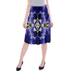 Fractal Fantasy Blue Beauty Midi Beach Skirt by Nexatart