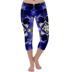 Fractal Fantasy Blue Beauty Capri Yoga Leggings