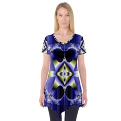 Fractal Fantasy Blue Beauty Short Sleeve Tunic 