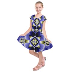 Fractal Fantasy Blue Beauty Kids  Short Sleeve Dress