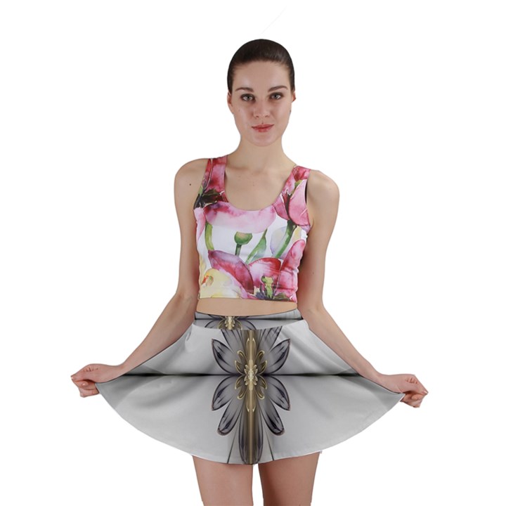 Fractal Fleur Elegance Flower Mini Skirt