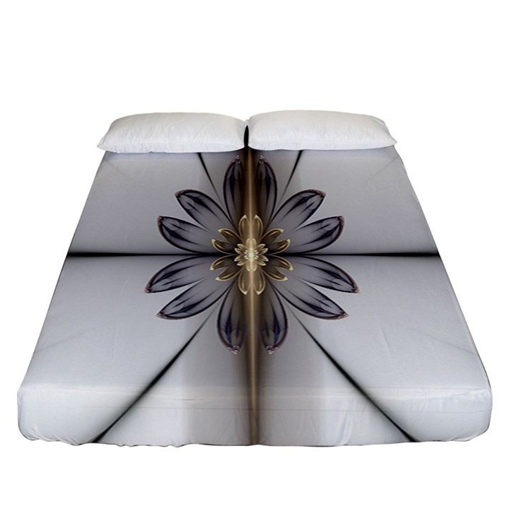 Fractal Fleur Elegance Flower Fitted Sheet (King Size)