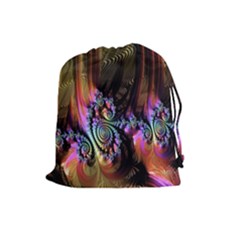 Fractal Colorful Background Drawstring Pouches (large) 