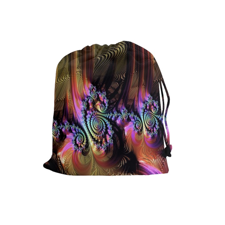 Fractal Colorful Background Drawstring Pouches (Large) 