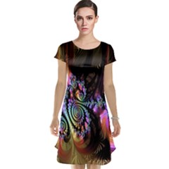 Fractal Colorful Background Cap Sleeve Nightdress by Nexatart