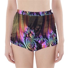 Fractal Colorful Background High-waisted Bikini Bottoms