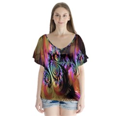 Fractal Colorful Background Flutter Sleeve Top