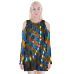 Fractal Art Digital Art Velvet Long Sleeve Shoulder Cutout Dress by Nexatart