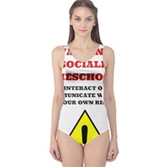 Warning One Piece Swimsuit by athenastemple