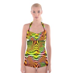 Fractals Ball About Abstract Boyleg Halter Swimsuit  by Nexatart