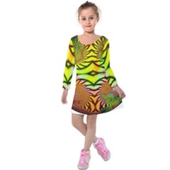 Fractals Ball About Abstract Kids  Long Sleeve Velvet Dress