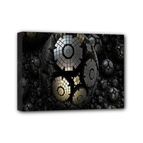 Fractal Sphere Steel 3d Structures Mini Canvas 7  X 5 