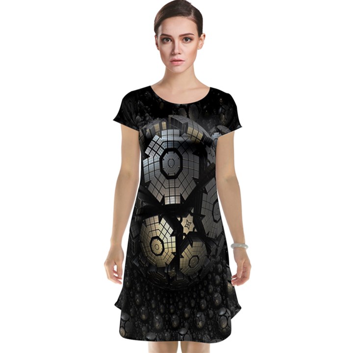 Fractal Sphere Steel 3d Structures Cap Sleeve Nightdress