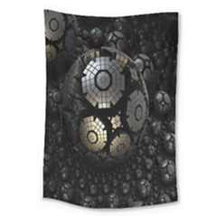 Fractal Sphere Steel 3d Structures Large Tapestry