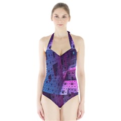 Fractals Geometry Graphic Halter Swimsuit by Nexatart