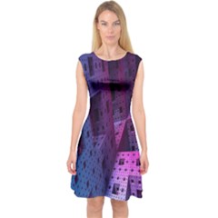 Fractals Geometry Graphic Capsleeve Midi Dress