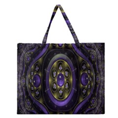 Fractal Sparkling Purple Abstract Zipper Large Tote Bag by Nexatart