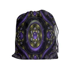 Fractal Sparkling Purple Abstract Drawstring Pouches (extra Large)