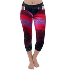 Glass Ball Decorated Beautiful Red Capri Winter Leggings  by Nexatart