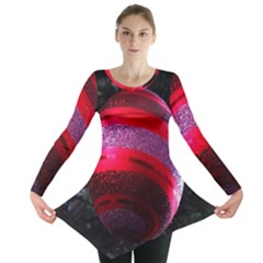 Glass Ball Decorated Beautiful Red Long Sleeve Tunic  by Nexatart