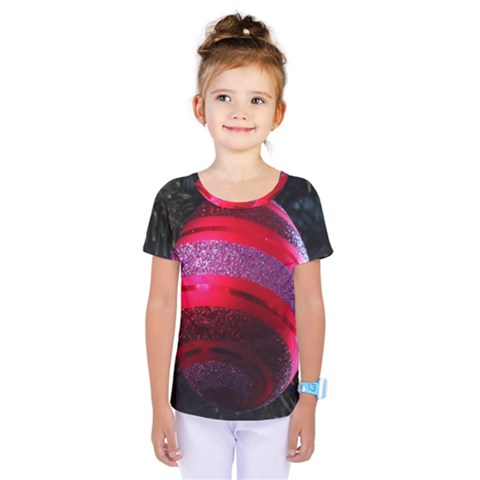 Glass Ball Decorated Beautiful Red Kids  One Piece Tee by Nexatart